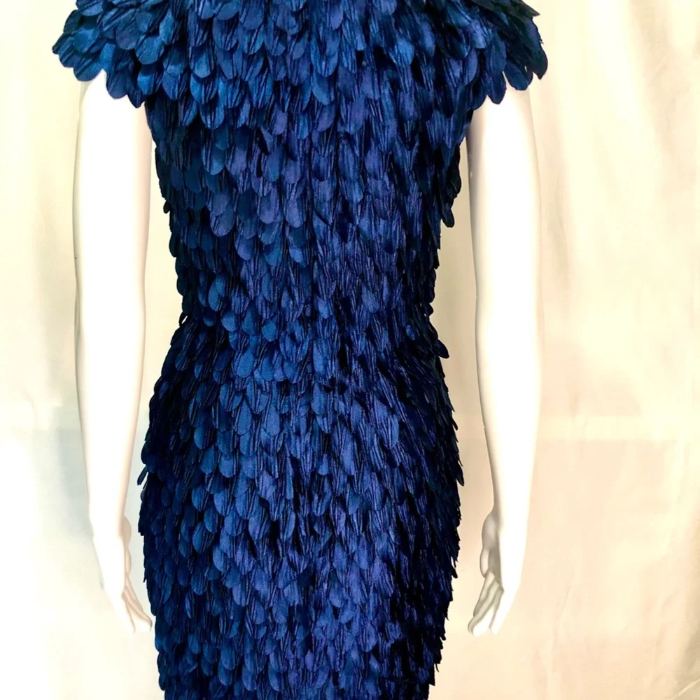 NWT Akira X Ammo The Leafette--Navy Feathered Cocktail Dress, Size S - Picture 11 of 11